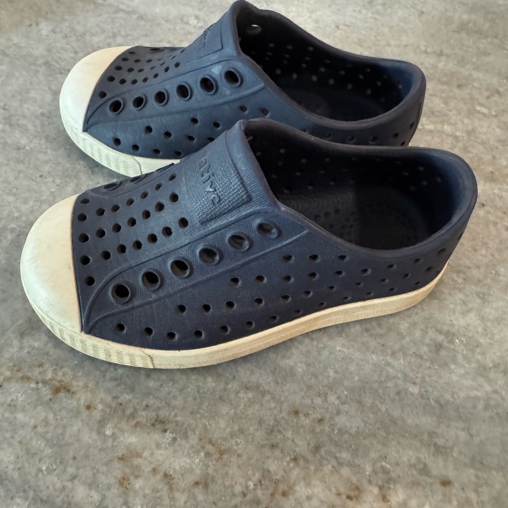 Native shoes in Navy with White Toe